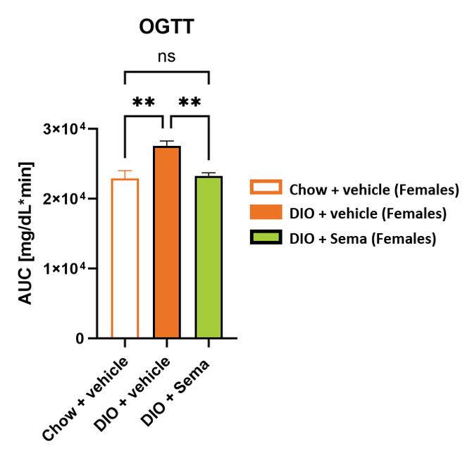 Female DIO OGTT after semaglutide (area under curve)