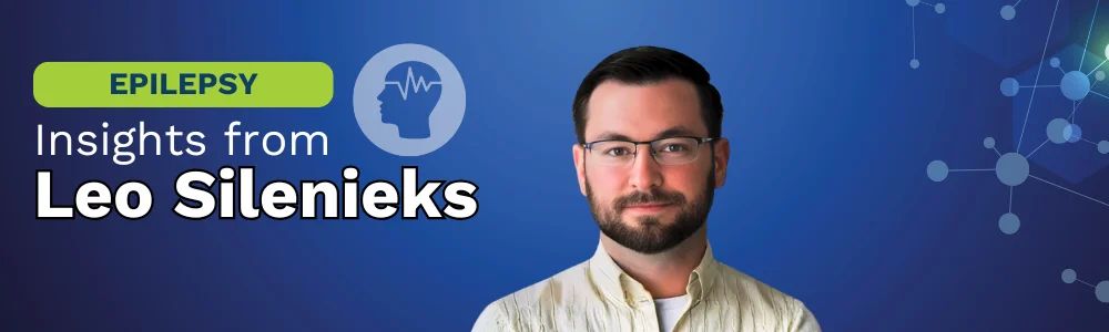 Epilepsy insights from Leo Silenieks, Scientific Director, Rodent — headshot in front of a blue background with a neuron motif.