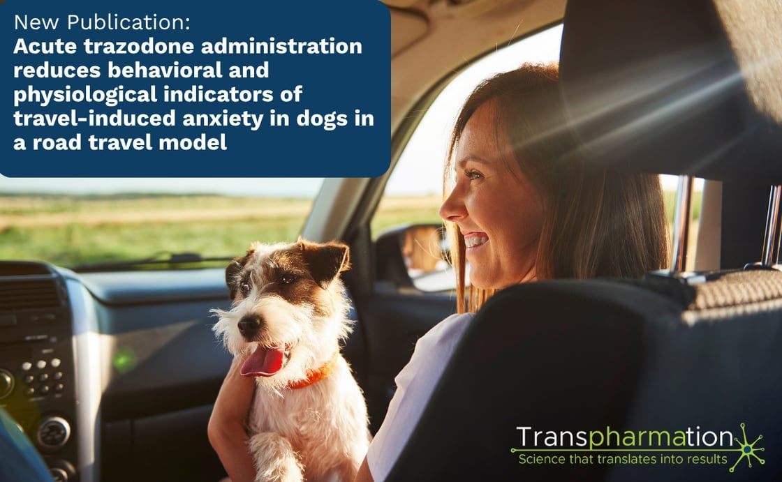 New Publication: Acute trazodone administration reduces behavioral and physiological indicators of travel-induced anxiety in dogs in a road travel model.